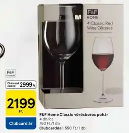 Tesco F&F Home Classic vörösboros pohár ajánlat