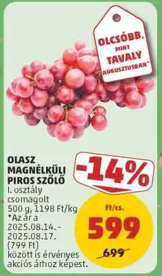 PENNY OLASZ MAGNÉLKÜLI PIROS SZŐLŐ ajánlat