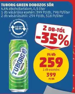 PENNY Tuborg Green dobozos sör ajánlat