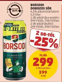 PENNY Borsodi Dobozos Sör ajánlat
