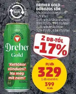 PENNY Dreher Gold Dobozos Sör ajánlat