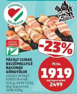 PENNY Pácolt csirke belsőmellfilé baconbe göngyölve ajánlat