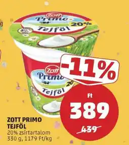 PENNY Zott Primo Tejföl ajánlat