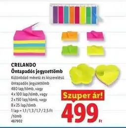 Lidl crelando Öntapadós jegyzettömb ajánlat
