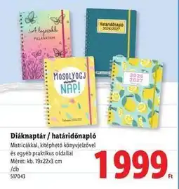 Lidl Diáknaptár / határidőnapló ajánlat