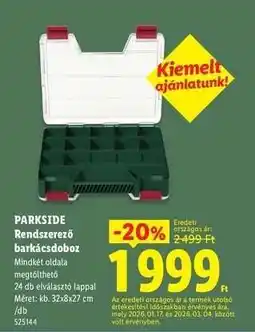 Lidl Parkside Rendszerező barkácsdoboz ajánlat
