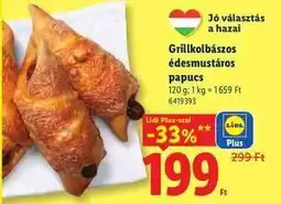 Lidl Grillkolbászos édesmustáros papucs ajánlat