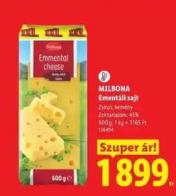 Lidl MILBONA Ementáli sajt ajánlat