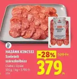 Lidl HAZÁNK KINCSEI Szeletelt szárazkolbász ajánlat