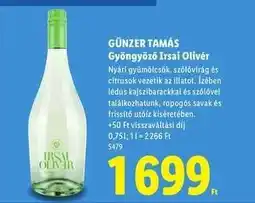 Lidl GÜNZER TAMÁS Gyöngyöző Irsai Olivér ajánlat