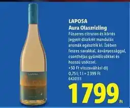 Lidl LAPOSA Aura Olaszrizling ajánlat