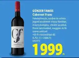 Lidl GÜNZER TAMÁS Cabernet Franc ajánlat