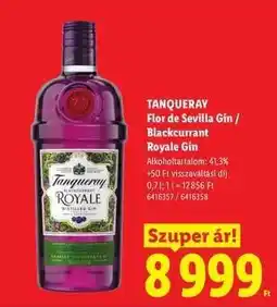 Lidl TANQUERAY Flor de Sevilla Gin / Blackcurrant Royale Gin ajánlat