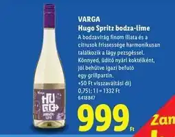 Lidl VARGA Hugo Spritz bodza-lime ajánlat