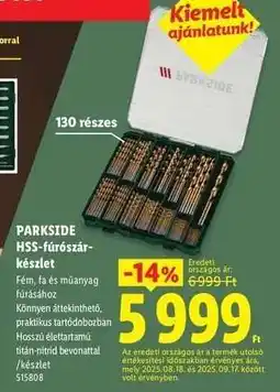 Lidl PARKSIDE HSS-fúrószár-készlet ajánlat