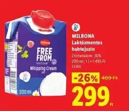 Lidl MILBONA Laktózmentes habtejszín ajánlat