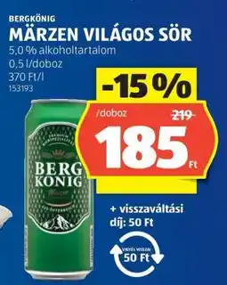 ALDI Bergkönig Märzen Világos Sör ajánlat