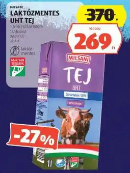 ALDI MILSANI LAKTÓZMENTES UHT TEJ ajánlat