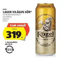 ALDI Kozel Lager Világos Sör ajánlat