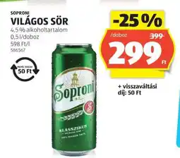 ALDI SOPRONI Világos sör ajánlat