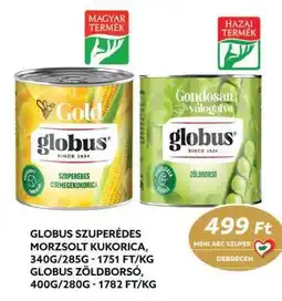 Coop Globus Szuperédes Morzsolt Kukorica és Zöldborsó ajánlat