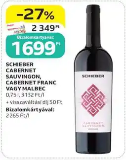 Auchan SCHIEBER CABERNET SAUVIGNON, CABERNET FRANC VAGY MALBEC ajánlat