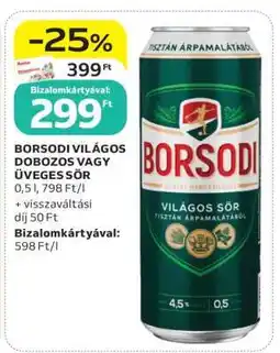 Auchan Borsodi Világos Dobozos vagy Üveges Sör ajánlat