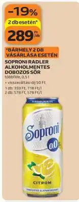 Auchan Soproni Radler Alkoholmentes Dobozos Sör ajánlat