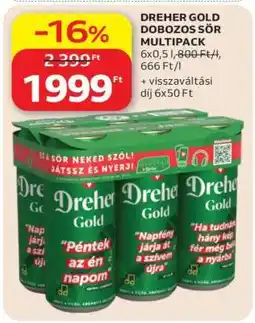 Auchan Dreher Gold dobozos sör multipack ajánlat
