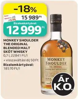 Auchan MONKEY SHOULDER THE ORIGINAL BLENDED MALT SKÓT WHISKY ajánlat