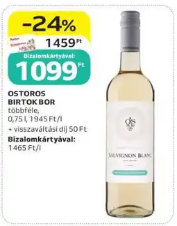 Auchan Ostoros Birtok bor ajánlat