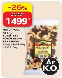Auchan NATURFOOD ASZALT, ÉDESÍTETT VÖRÖS ÁFONYA ÉS KESUDIÓ ajánlat