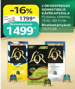 Auchan L'OR Nespresso kompatibilis kávékapszula ajánlat