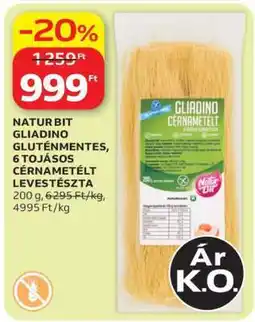 Auchan NATUR BIT GLIADINO GLUTÉNMENTES, 6 TOJÁSOS CÉRNAMETÉLT LEVESTÉSZTA ajánlat