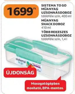 Auchan SISTEMA TO GO MŰANYAG UZSONNÁSDOBOZ ajánlat