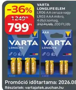 Auchan Varta Longlife elem ajánlat