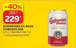 Auchan BUDWEISER VILÁGOS DOBOZOS SÖR ajánlat