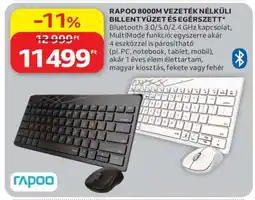 Auchan RAPOO 8000M VEZETÉK NÉLKÜLI BILLENTYŰZET ÉS EGÉRSZETT ajánlat
