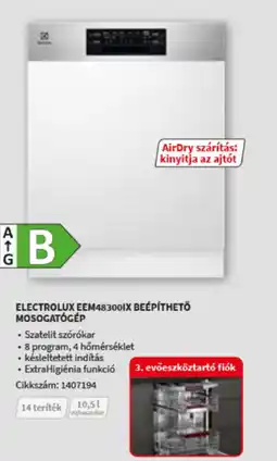 MediaMarkt Electrolux EEM48300IX beépíthető mosogatógép ajánlat