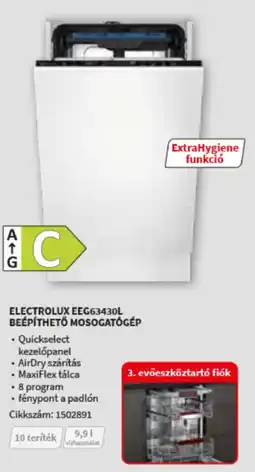 MediaMarkt Electrolux EEG63430L beépíthető mosogatógép ajánlat
