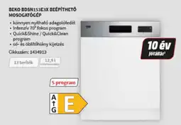 MediaMarkt Beko BDSN153E3X beépíthető mosogatógép ajánlat