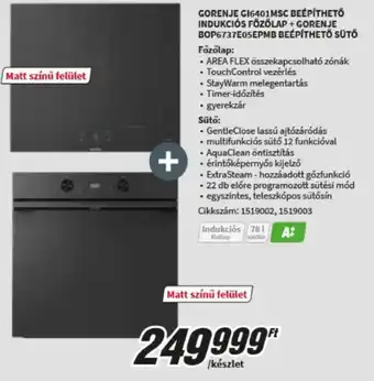 MediaMarkt Gorenje gi6401msc beépíthető indukciós főzőlap + gorenje bop6737e05epmb beépíthető sütő ajánlat