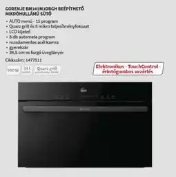 MediaMarkt Gorenje bm341m3dbgh beépíthető mikróhullámú sütő ajánlat