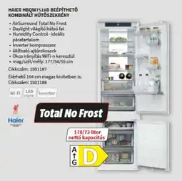 MediaMarkt Haier HBQW7518D beépíthető kombinált hűtőszekrény ajánlat