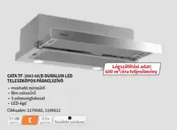 MediaMarkt Cata TF-2003 60/D Duralom Led Teleszkópos Páraelszívó ajánlat