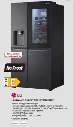 MediaMarkt LG GSXV80PZLE Side by Side Hűtőszekrény ajánlat