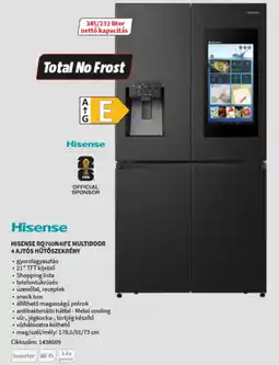 MediaMarkt Hisense RQ760N4IFE Multidoor 4 Ajtós Hűtőszekrény ajánlat