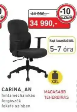 RS Bútor Carina_an hintamechanikás forgószék fekete színben ajánlat