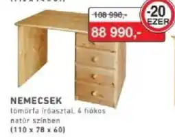 RS Bútor Nemecsek tömörfa íróasztal, 4 fiókos ajánlat