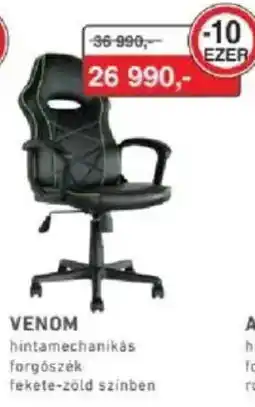 RS Bútor Venom hintamechanikás forgószék fekete-zöld színben ajánlat